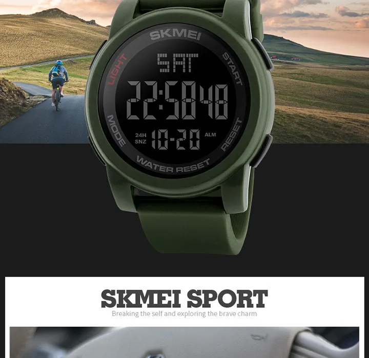 Skmei top luxo esporte relógio homens despertador 5bar relógios à prova d 'água multifuncional relógio de pulso digital Reloj hombre 1257
