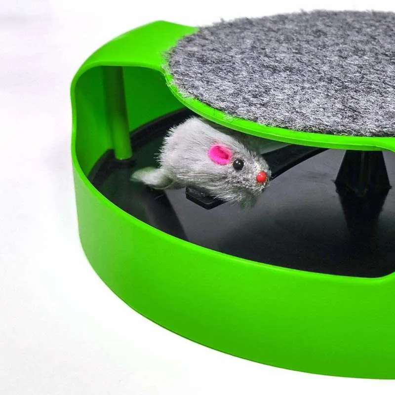 Interactive Cat Toys Mice Toy for Kittens Cat Scratcher Pad with Rotating Spinning Mouse Catch Mice Catnip Toy Playing Teaser 210929