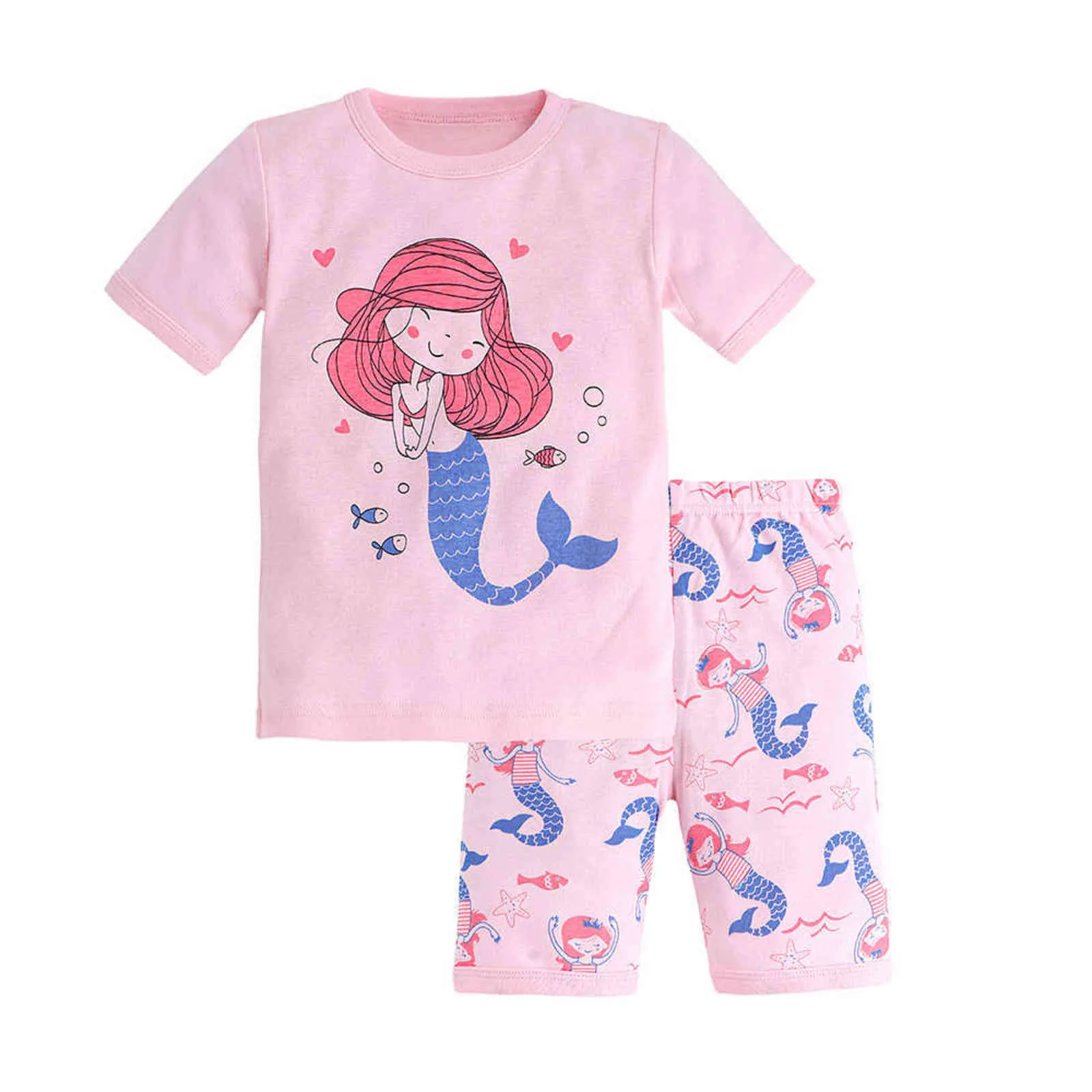 Yüksek Kaliteli Saf Pamuk Yumuşak Çocuk Pijama Erkek / Kız Gecelik Sevimli Desen Çocuk Çocuk Gece Kıyafeti 2-12 Yıl Pijama Setleri 211105