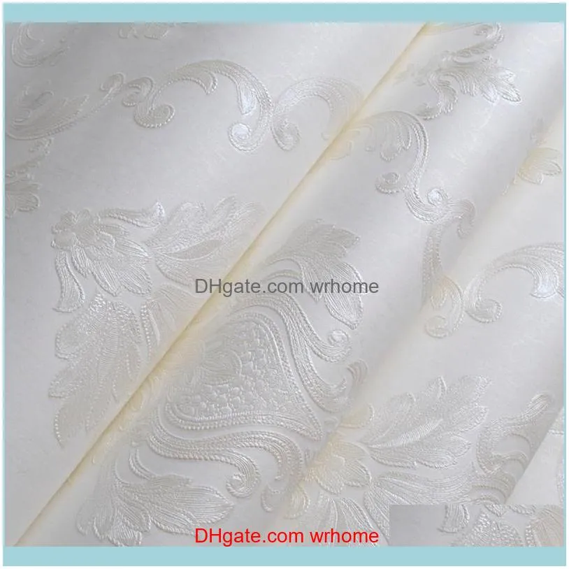 White Embossed Damask Wallpaper Plain Solid Color Texture Wall Paper For Bedroom Living Room Background Decor Wallpapers