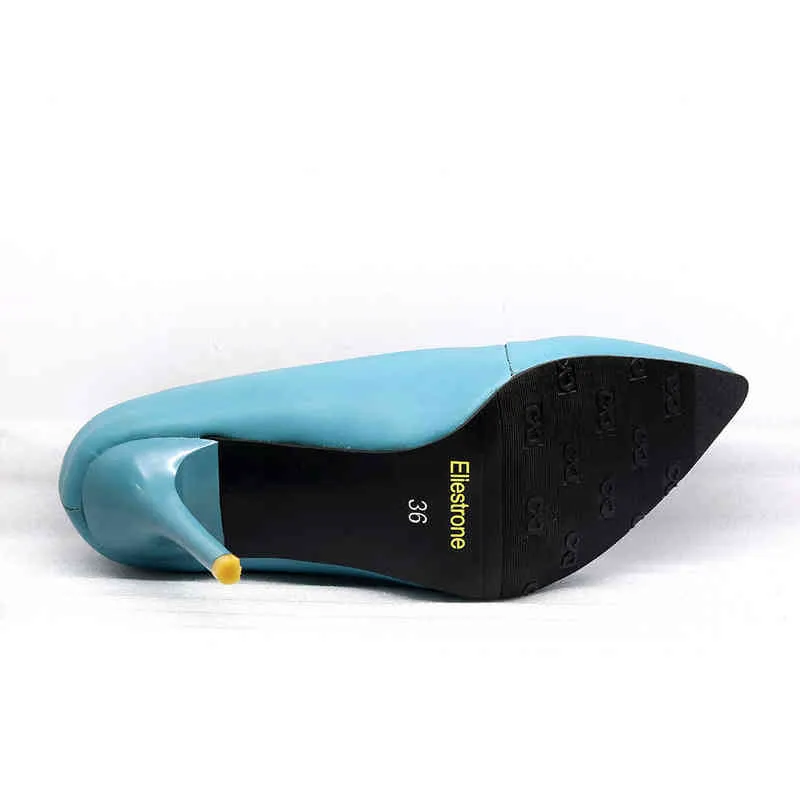 Klänning skor helt nya sexiga blå gula kvinnor brudpumpar bekväma högklackade dam formella jf16 plus stor liten storlek 45 48 30 220303