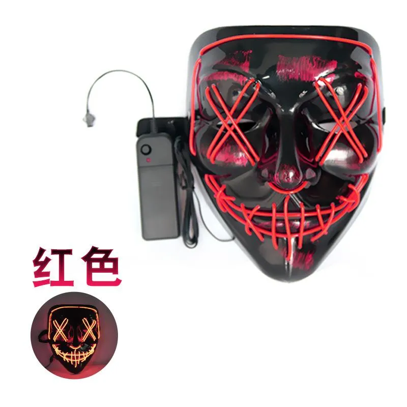 Máscaras de fiesta Todos los Santos Máscara LED V Palabra Negro Parodia Halloween Suministros festivos Decoraciones de bricolaje para vacaciones 202w