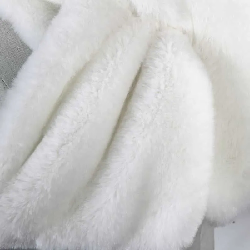 Femmes hiver épaissir peluche fausse fourrure de lapin écharpe couleur unie col châle cou plus chaud haussements d'épaules tricotés foulards enveloppes 15x90cm H0923