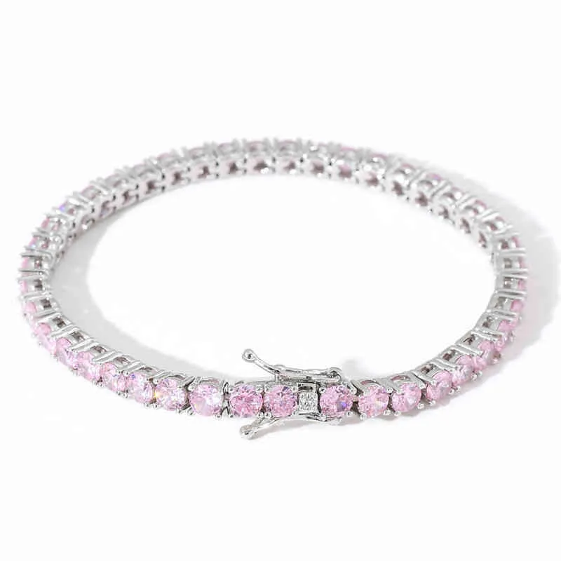 Bling Iced Out Ketten Armbänder 7 Zoll-8 Zoll 4 mm Tenniskette 4 Farben Zirkonia Hip Hop Schmuck für Männer Frauen