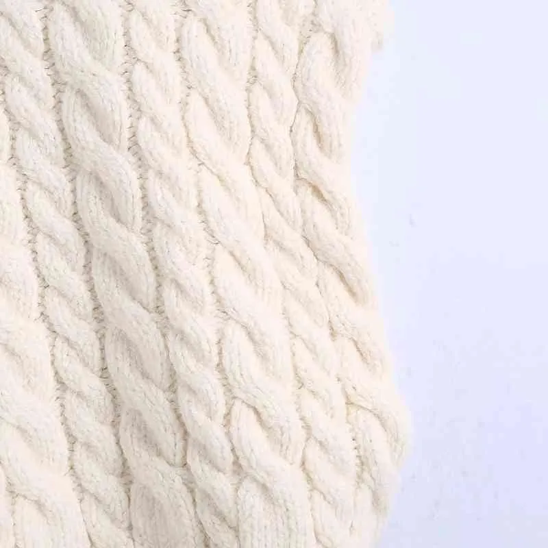 Printemps Femmes Mock Cou Crochet Tricot Pull Court Femme Sans Manches Pull Casual Lady Lâche Tops SW1165 210430