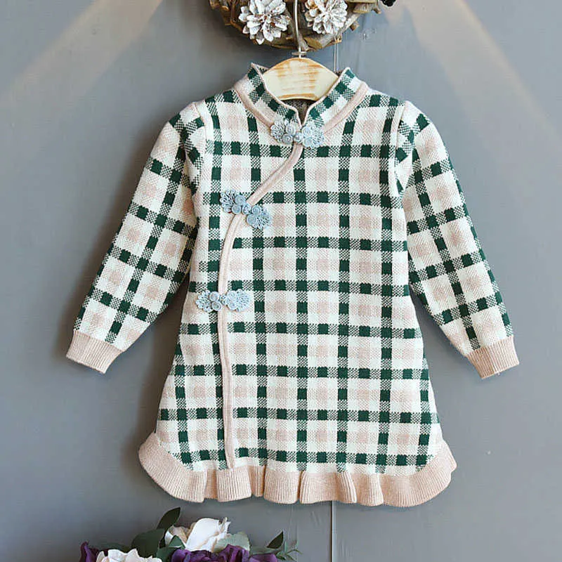 Liefde ddmm meisjes jurken lente kid's kleding meisjes plaid regenboog jurk lange mouwen schattige partij outfits kinderen kostuums 210715