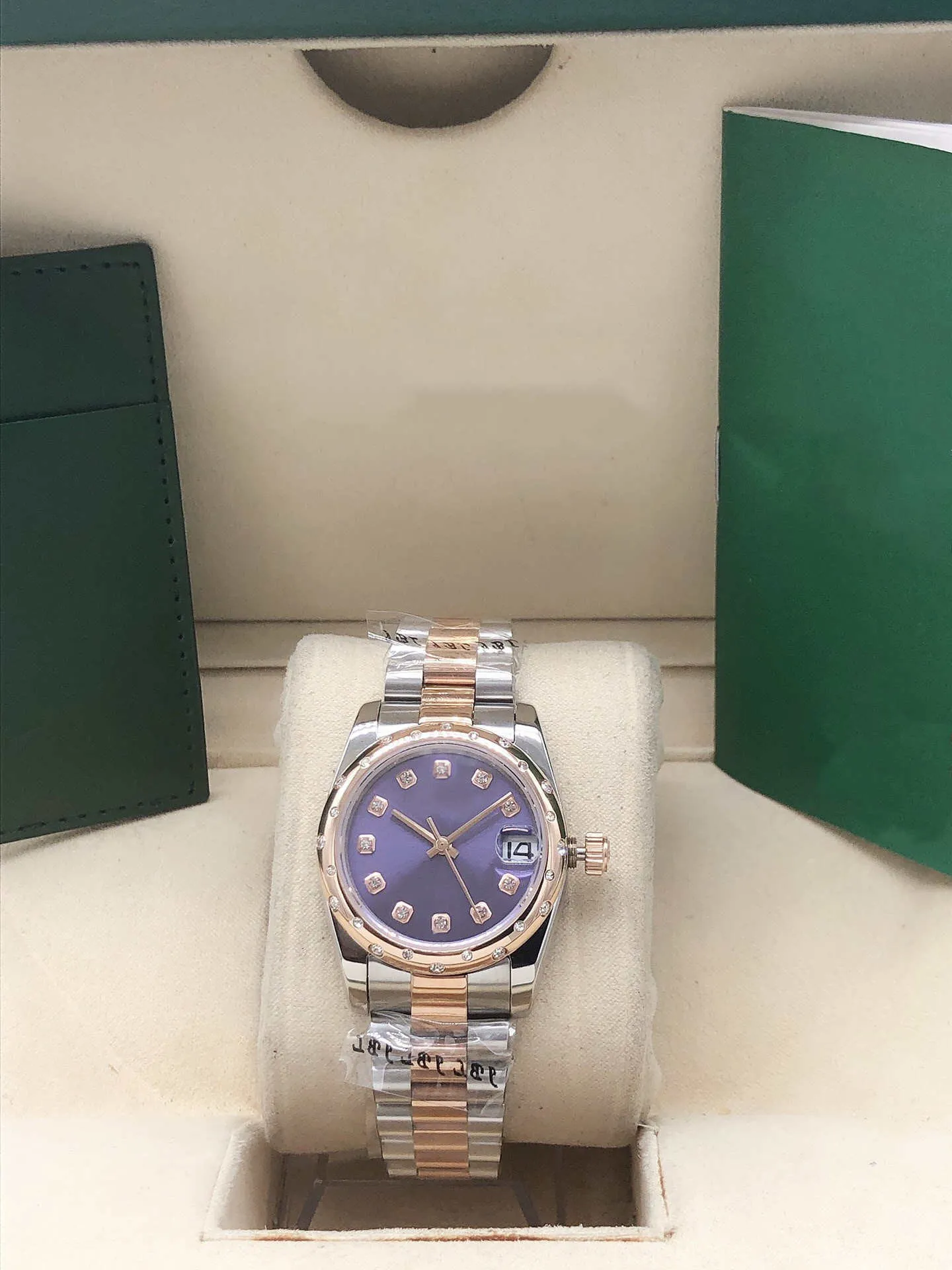 Reloj para hombre DATEJUST de 31 mm con caja de cristal, relojes mecánicos automáticos, pulseras con correa de acero inoxidable y oro plateado, negocios para hombre 2639