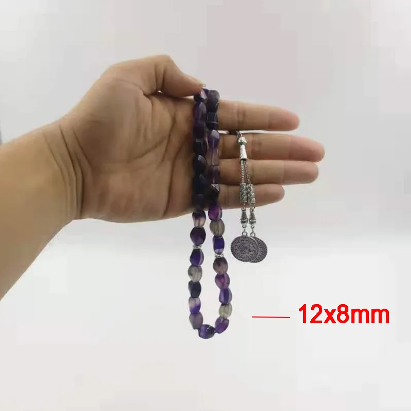 Tasbih naturale viola agate pietra gioielli turchi islamico uomo saudita misbaha 33 bracciale rosario perline regalo di moda musulmana