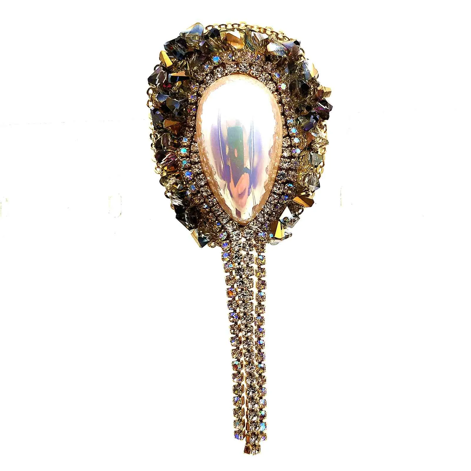 Потрясающая винтажная AB Accent Imitated Pearl Oval Tassel Drop Brouches Pins Badge Corset Ювелирные изделия для празднования фестиваля свадьбы