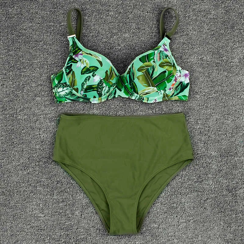 Bademode Frauen Badeanzug Push Up Sexy Bikini Print Set Badeanzug Zwei Stück Brasilianische Beachwear Biquini Plus Größe 210625