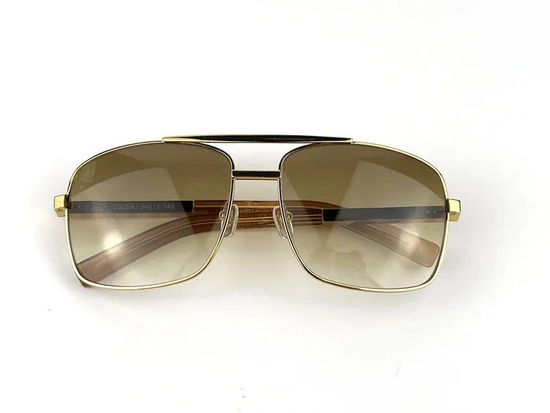 men metal sunglasses new fashion classic style gold plated square frame vintage design outdoor classical model 0259 with case and 3111