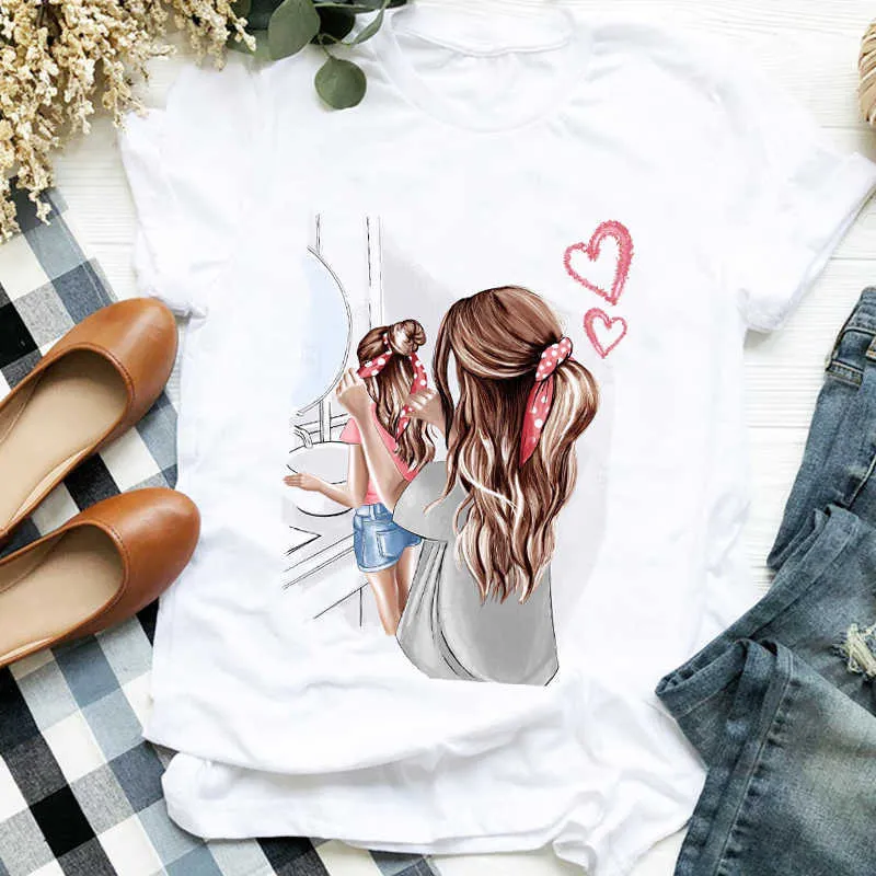Damskie Drukowanie Koszula Piękny Czas Moda Dziewczyna Mama Ubrania Mama Matka Panie Graphic Printed Tee Top Tshirt Kobieta T-shirt X0527