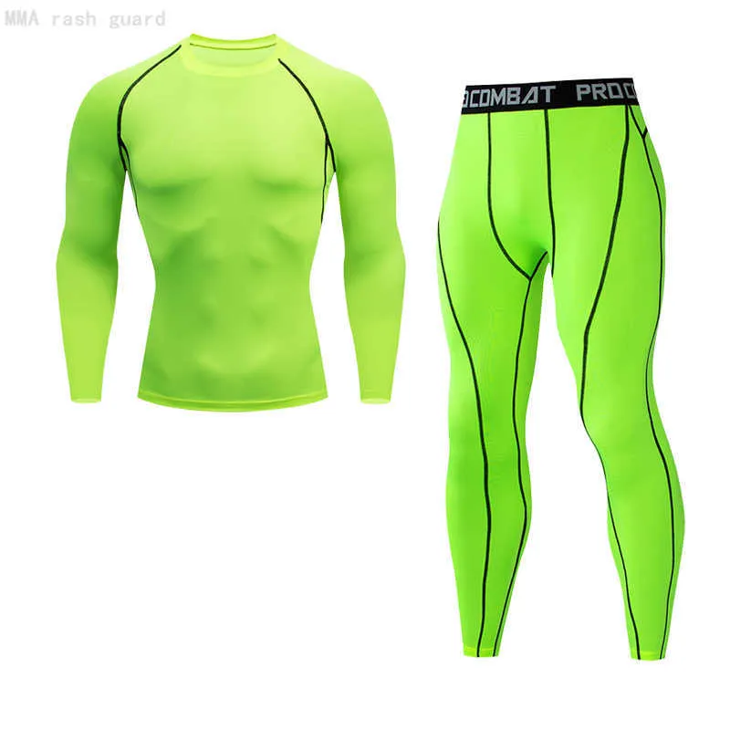 Männer Thermo-Unterwäsche Winter Erste Schicht Lange Unterhosen Hemd + Leggings Sport Kompression Unterwäsche Schwarz Trainingsanzug Für Männer 2 Sätze 210910