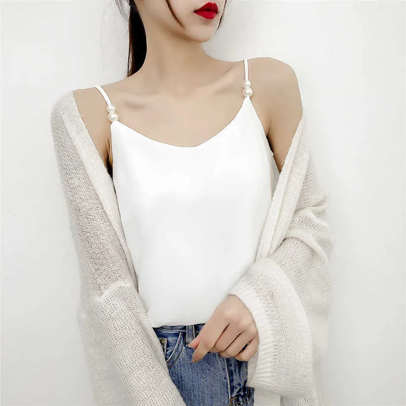 Korean Fashion Chiffon Women Camis Streetwear Sexy Tops Sleeveless Black Female Tank Plus Size Bustier White Halter 210531