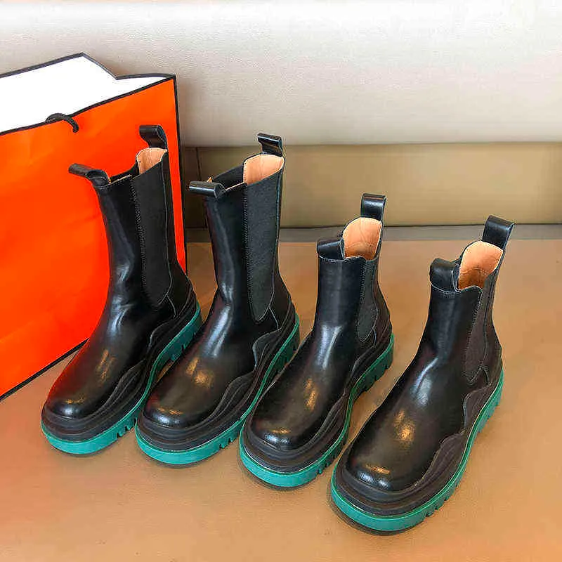 Boot chelsea boots lederen vrouwen Britse stijl herfst winter platform enkel gemengde kleuren schoenen 220310