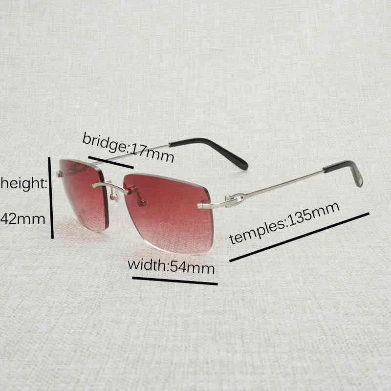 Nya 20% rabatt på lyxdesigner solglasögon vintage rimlösa män kvinnor metall ram fyrkantiga glasögon nyanser oculos gafas för utomhusklubbtillbehör 011b