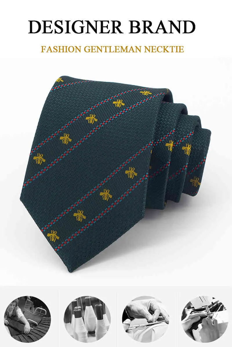 2021 Brand High Quality 8CM Business Dress Tie For Men Fashion Luxury Male Green Necktie Party Wedding Work Gift Box