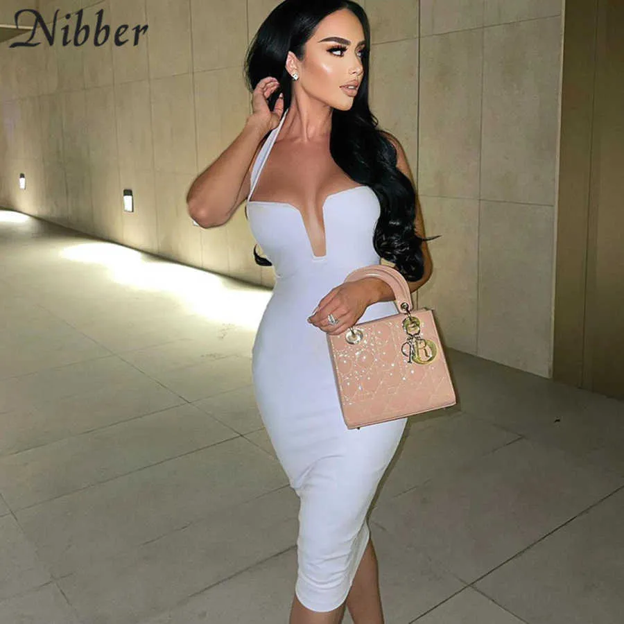 Nibber Eleganz Y2K Bodycon Kleid Frauen 2021 Sommer Square Neck Fashion Club Party Nacht Sexy Off Schulter Prom Kleider Mujer y0726