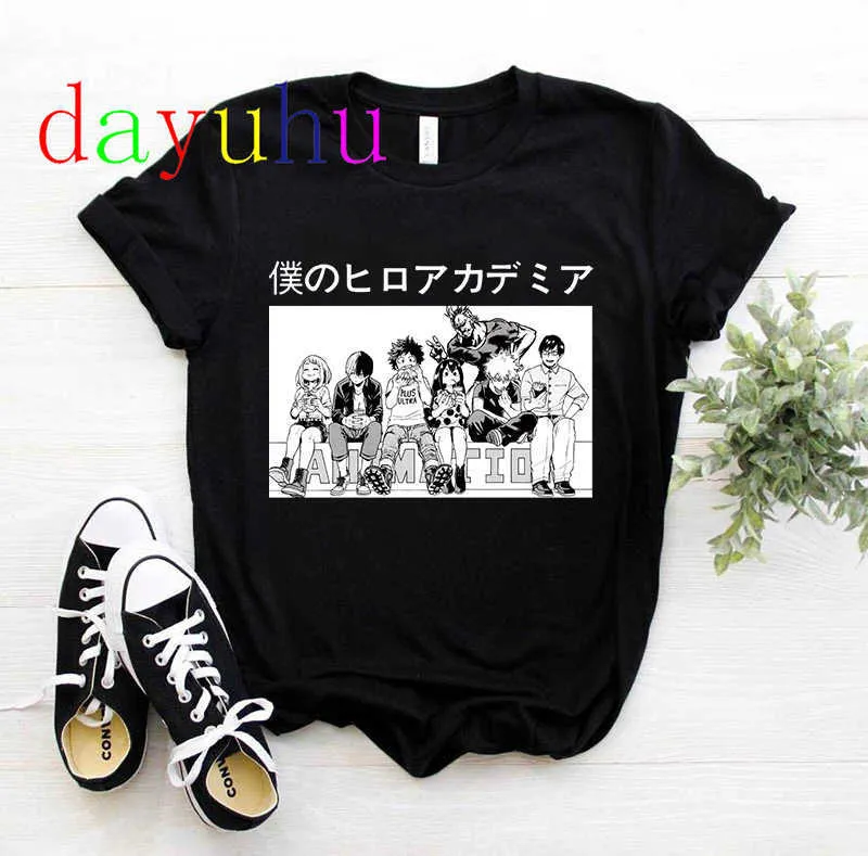 My Hero Academia Hommes T-shirt Tshirt 90s Anime Boku No Hero Academia Himiko Toga T-shirt Graphique Kawaii Tops Tees Mode masculine X0621