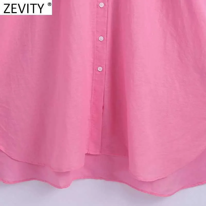 Zevity Women Fashion V Neck Solid Color Casual Loose Shirt Dress Female Chic Single Breasted Straight Business Vestidos DS8338 210603