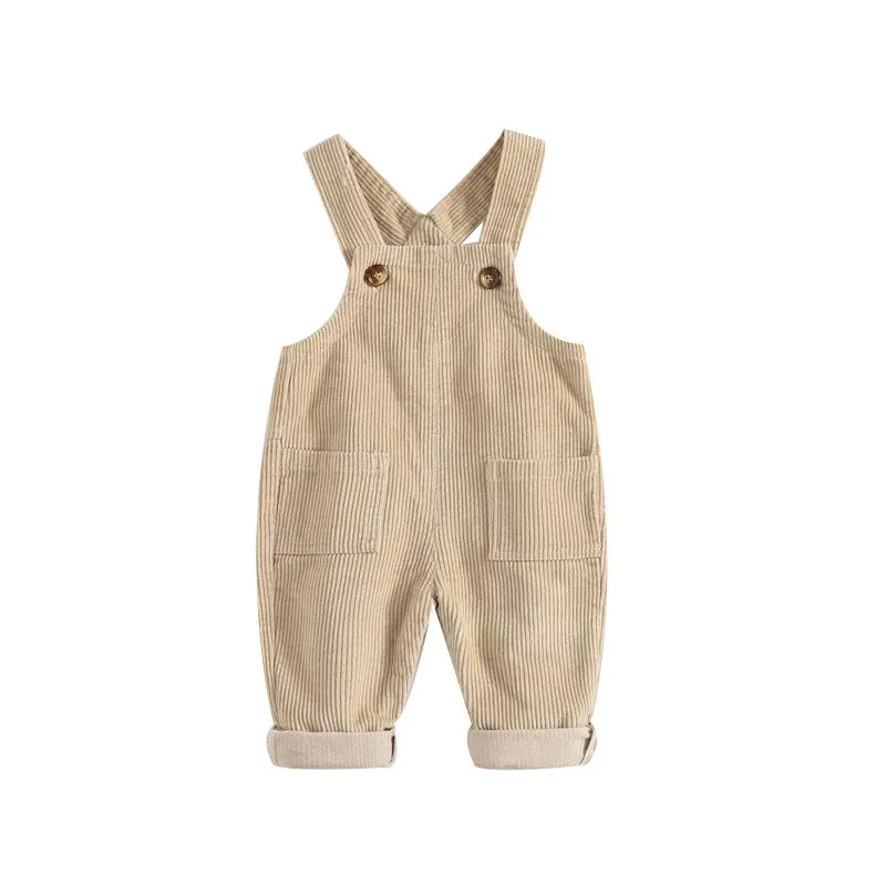 Children's Suspenders Pants Spring Autumn Corduroy Kids Overalls Casual Cotton 1-4 Years Baby Boys Birls Clothes 210515