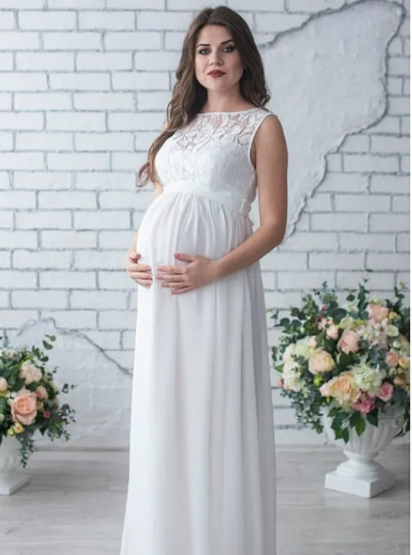 Sleeveless Maternity Dresses Lace Stitched Into A Sexy Loose-fitting Drag-tailed Jumpsuit Pregnant Woman Dress