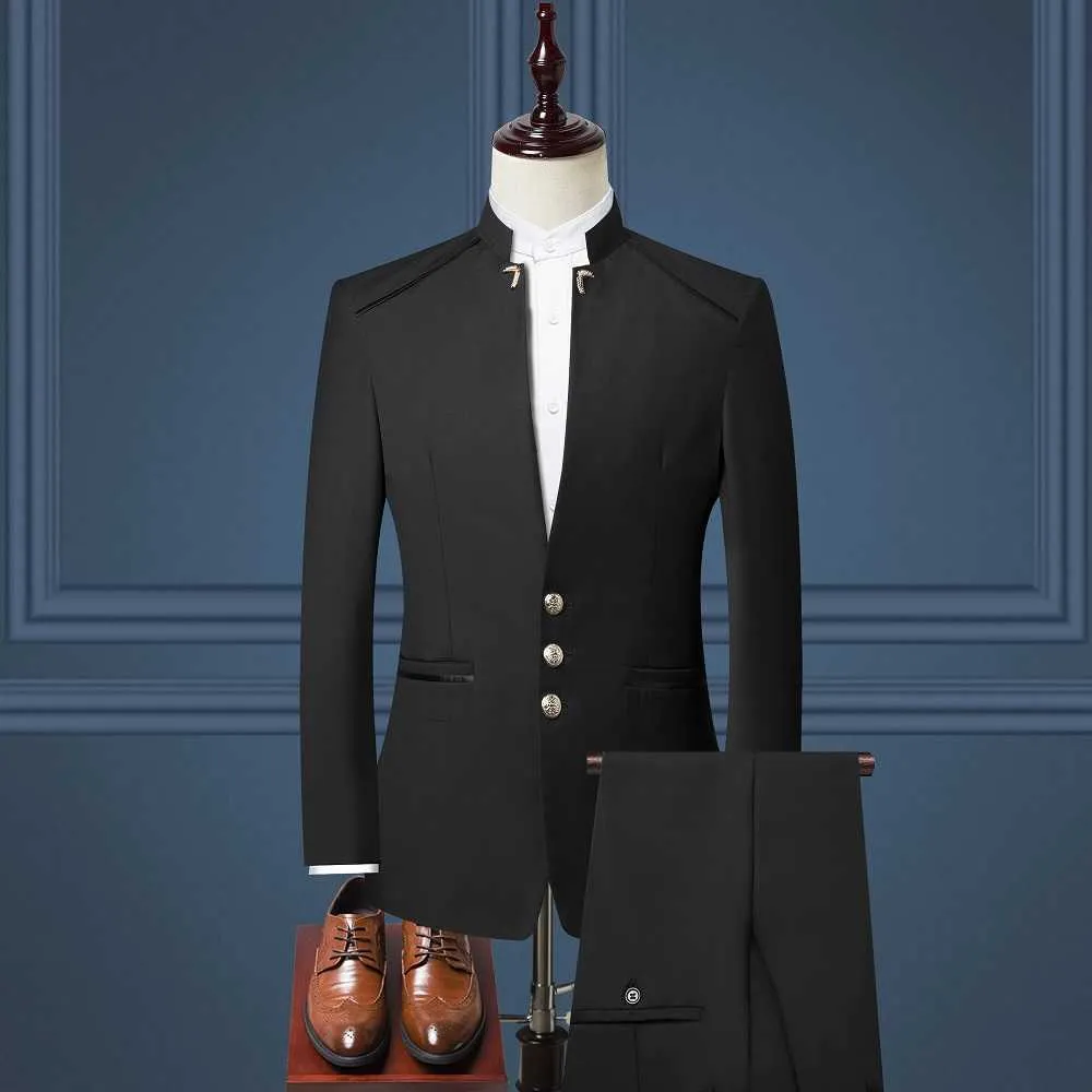 Jackor + väst + byxor 2021 Kläder Män Högkvalitativa Business Blazers / Manlig Slim Fit Fritid Tre-Pipe Suit / Swallow-Tailed Coat X0909