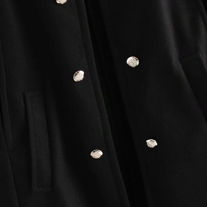 Vrouwen herfst lange mantel wol melanges jassen effen zwart dubbele breasted mode vrouwelijke elegante straat bovenkleding kleding 210513