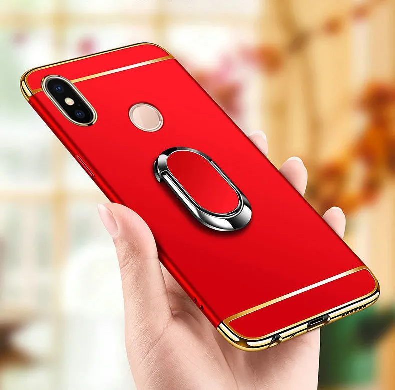 Cases voor Xiaomi Redmi Note 3 4 4x 5A Prime Y1 Hard Back Telefoon Cover met Metalen Finger Ring Stand 3 in 1 Case Redmi 3S 4X 5A 5A
