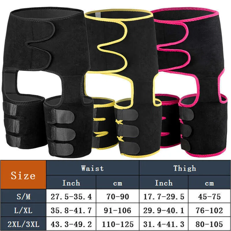 3 in 1 Neoprene Slim Thigh Trimmer Leg Shapers Women High waist Trainer Compress Slimming Belt Fat Burning Workout Heat Shaper X0713