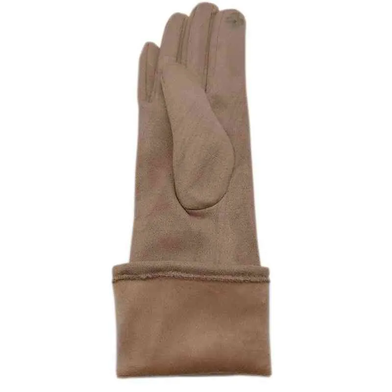 Gants d'hiver pour femmes, longs bras de 35CM, en daim, pour écran tactile, épais, noir, gris, beige, bleu foncé, marron, gr clair