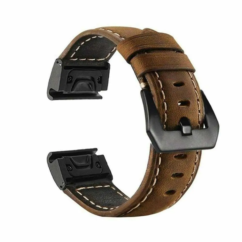 Bracelet de montre en cuir pour Garmin Fenix 5 5x 5s Plus 6 6x 6s Pro, Bracelet intelligent 20 22 26mm, ajustement rapide et facile, H0292a