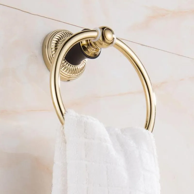 Anillo de toalla de acero inoxidable, oro rosa, dorado, colgante, redondo, Simple, accesorios de baño europeos, Rings290F