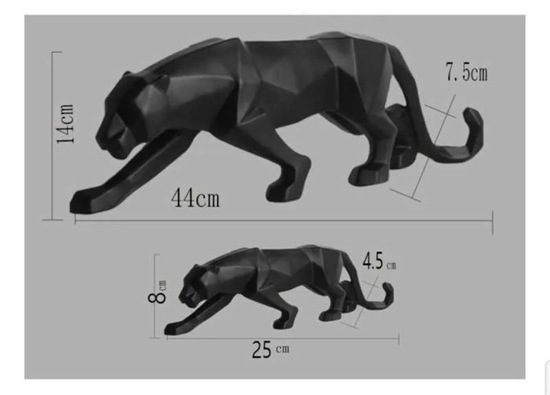 Nuova 2020 Statua del leopardo Figurina Modern Abstract Abstract Style Geometrica Resina Panther Animale Ornamento Grande Ornamento Decorazione della casa Accessori Y0910