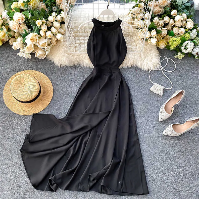 Elegant Women Evening Party Dress Summer Sleeveless Slim A Line Bodycon Ladies Fashion Prom-dresses Kneet Long Robe 210525
