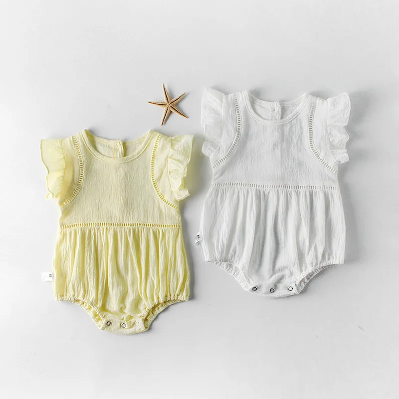 Pagliaccetti neonate Set di vestiti in cotone di marca di moda 2 pezzi Completo nato rosso senza maniche + cappello tuta bambini 210429