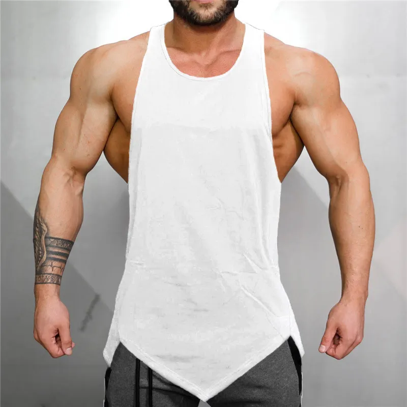 Marque musculation stringer débardeur hommes musculation gilet gymnases vêtements fitness hommes maillot solide débardeur blanc muscle chemise 210421