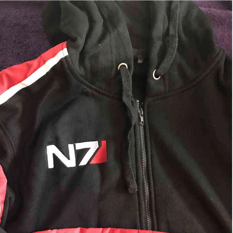 Mass Effect N7 Hoodies Men Black anime swingshirt sways ship zip tracksuit hoody casual hoddies jacke jacke woment winter xxxl 211230