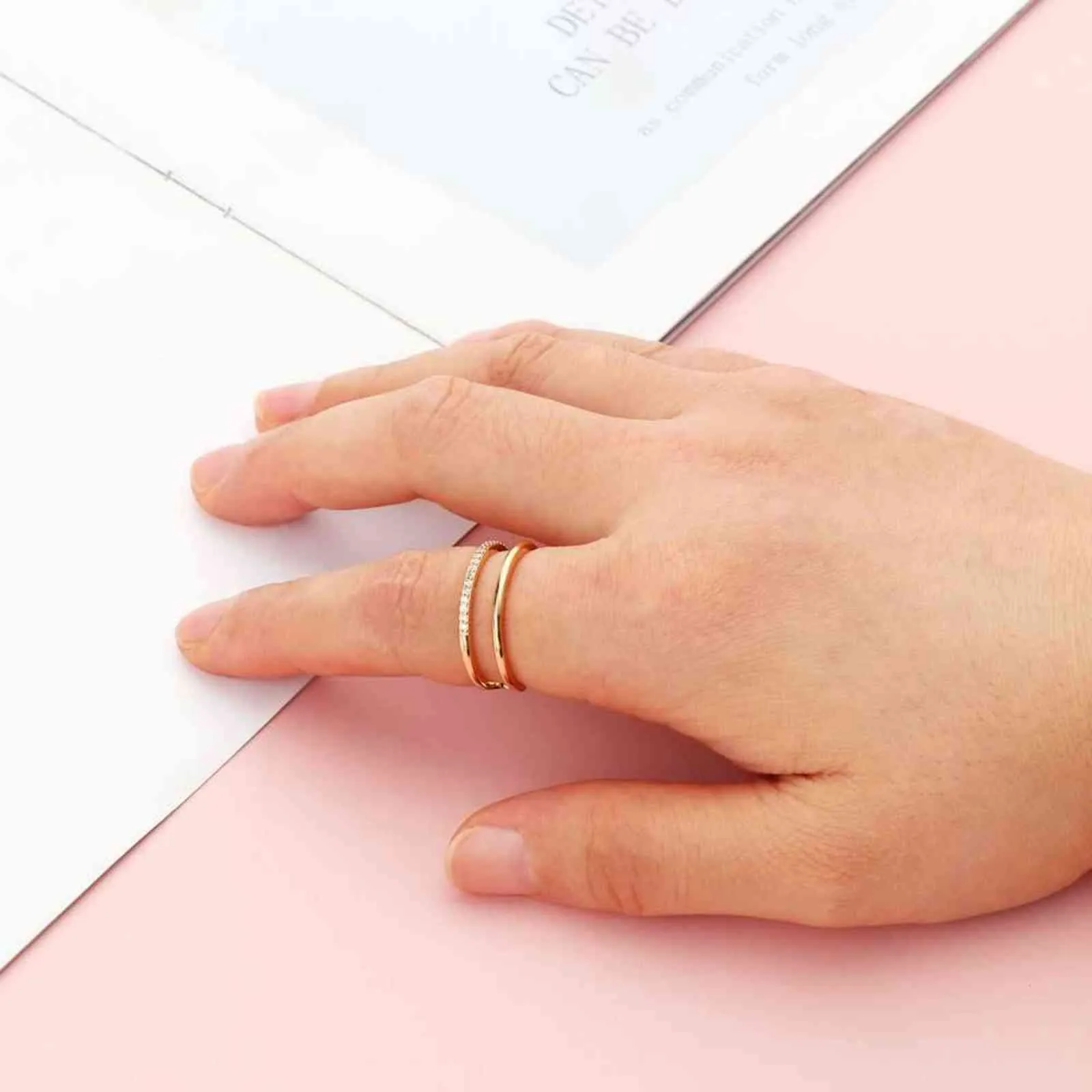 Złote liście pierścień dla kobiet Rhinestone Regulowany Otwarty Projekt Cyrkon Delikatny Delikatny Biżuteria Prezent G1125