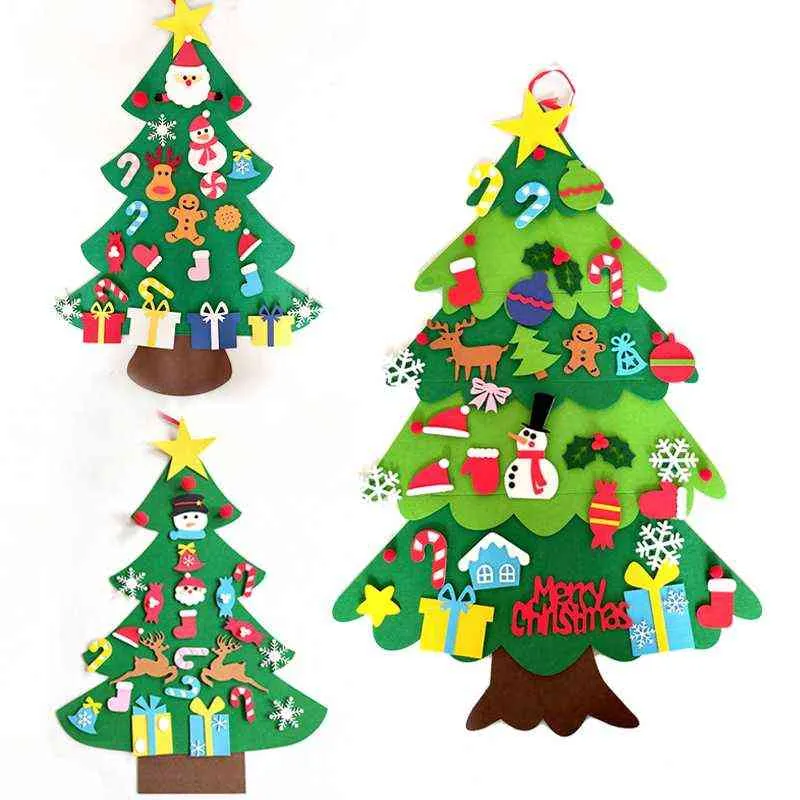 DIY Felt Kerstboom Merry Christmas Decoraties voor Home Cristmas Ornament Xmas Navidad Geschenken Santa Claus Year Tree 2111104