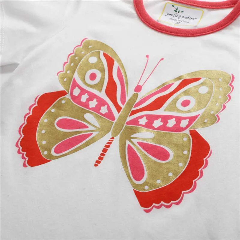 Jumping Metrów Butterfly Tees Topy Lubie Dzieci Bawełniane Koszulki Wzory Dzieci Krótki Rękaw Odzież Zwierzęta Toddler Tshirt 210529