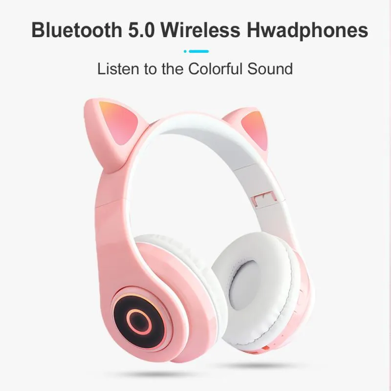 B39 Bezprzewodowe LED Cat Uszy słuchawki Bluetooth Nowość Nowość w anulowanie słuchawek dla dzieci iPhone'a Android telefon komórkowy iPad iPod Earpho6136345