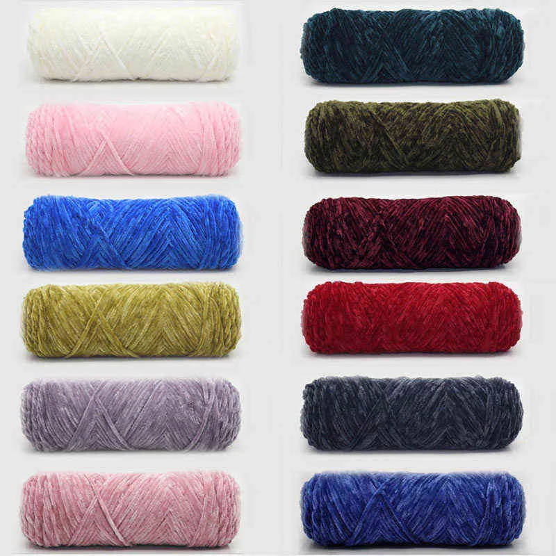 1 unid 100 g hilo de chenilla nuevo suave grueso diy terciopelo tejido voluminoso suéter grueso crochet bluepink tejido babysoft lana artesanía Y211129
