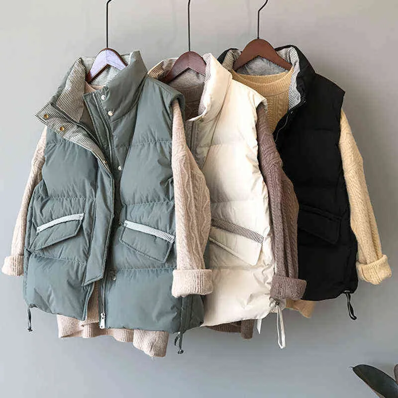 AZYT coton vers le bas femmes gilet manteau rayure épaissir hiver sans manches veste femme mode coupe-vent chaud gilet pour 211120