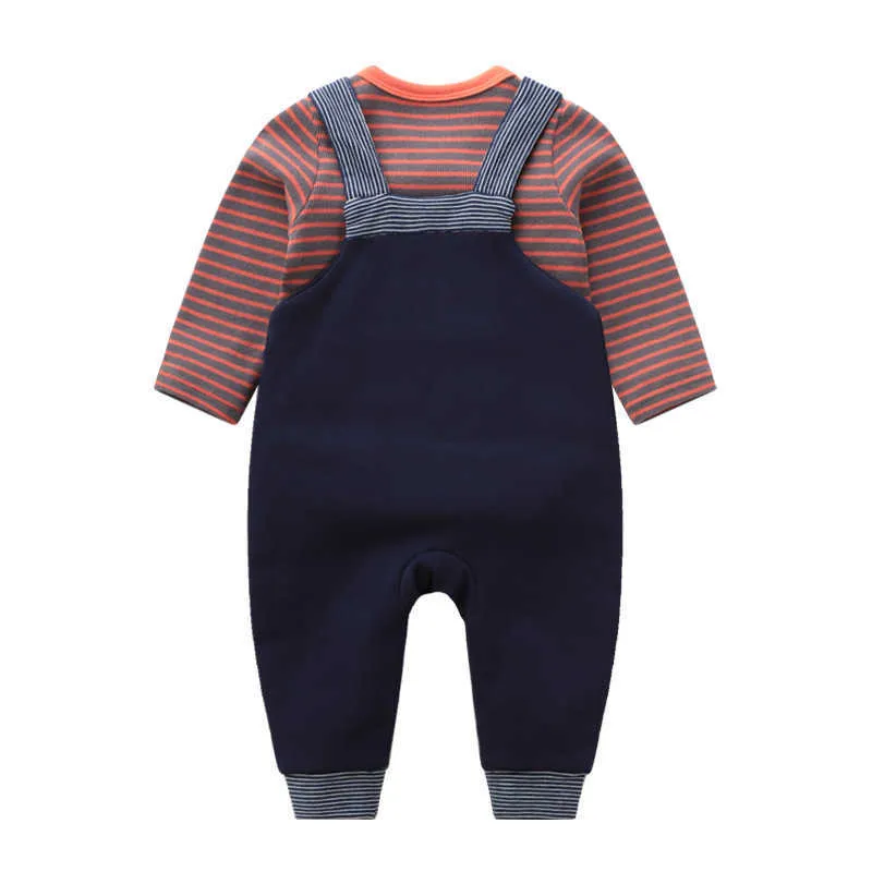 Baby Boys Kläder Sätter Sommar Toddler Bomull Stripes Romper + Suspenders Pant Infant Boutique Kläder Born Dop Outfits 210615