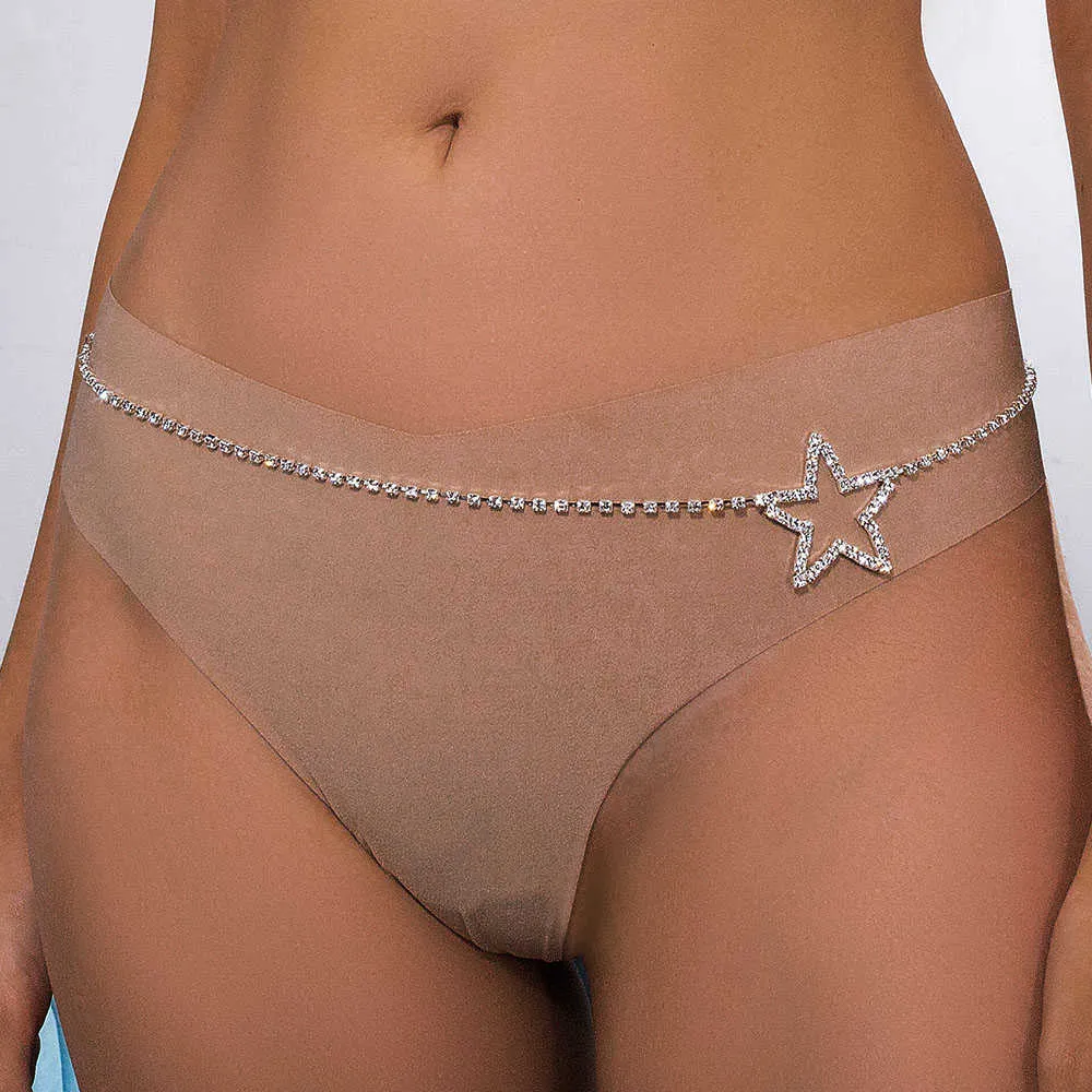 Stonefans Luxury Rhinestone Chain Star midje kedja juvelery för kvinnor Sexig kroppskedja kristall midjeband bikini smycken p081312x