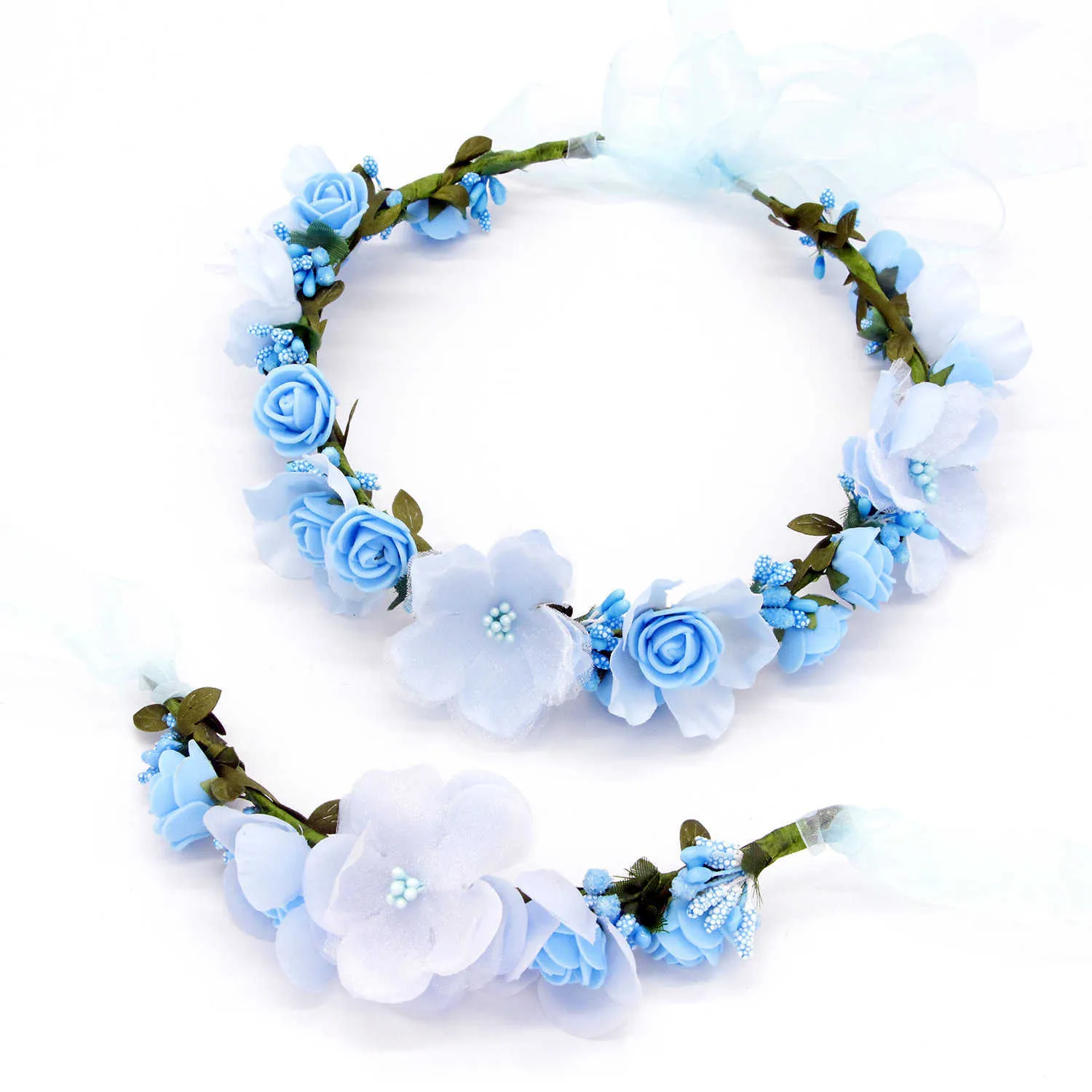 6 Couleurs De Mariage Bandeau Floral Cheveux Guirlande Bracelet Filles Mariée Boho Fleur Floral Tête Guirlande Guirlandes Bohême Plage Fleur Q0812