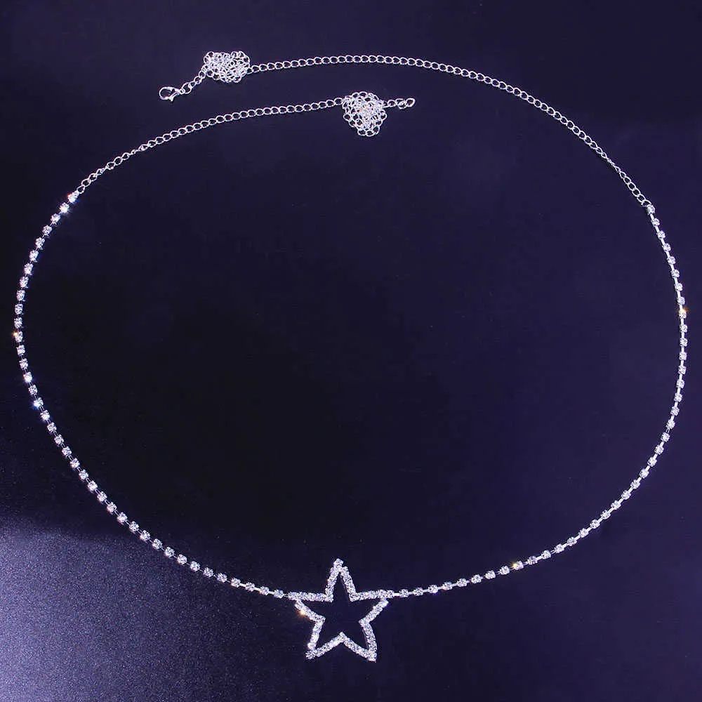 Stonefans Luxury Rhinestone Chain Star Waist Chain Women for Women for Sexy Body Chain Crystal Belly Waistband Bikini Jewellery P0813405