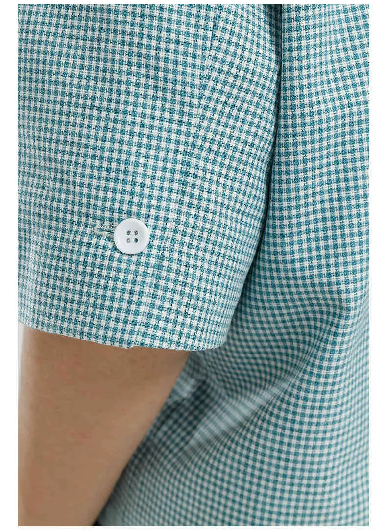 IEFB Männer Kleidung Kausalen Anzug Mantel Frühling Sommer Koreanische Trend Lose Plaid Muster Kurzarm Design Blazer 9Y5845 210524