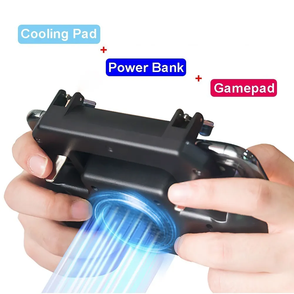 PUBG Mobile Game Controller Trigger L1 R1 Shooting Gamepad Joystick Android Smart Phone Ventola di raffreddamento 2000 mAh